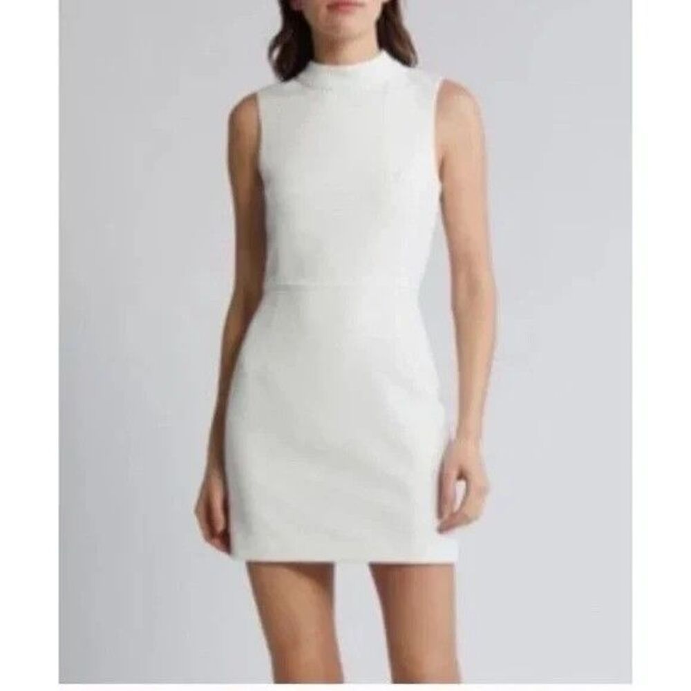 French Connection Women's Echo Crepe Mock Neck Dress white Size 8